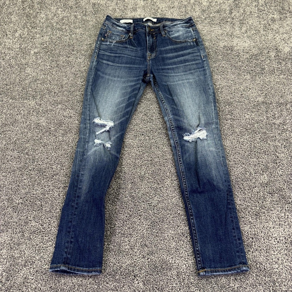 Vigoss Jeans Womens 28 Blue Jagger Skinny Distressed Stretch Medium Wash Denim